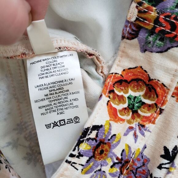 Pilcro Anthro The Cigarette High Rise Slim Straight Floral Jeans Stretch - Picture 11 of 13